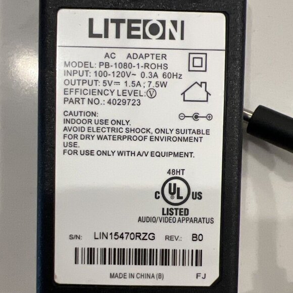 Genuine LiteOn PB-1080-1-ROHS Adapter Wall Charger Power Cord 5V 1.5A #4029723 - Picture 2 of 2